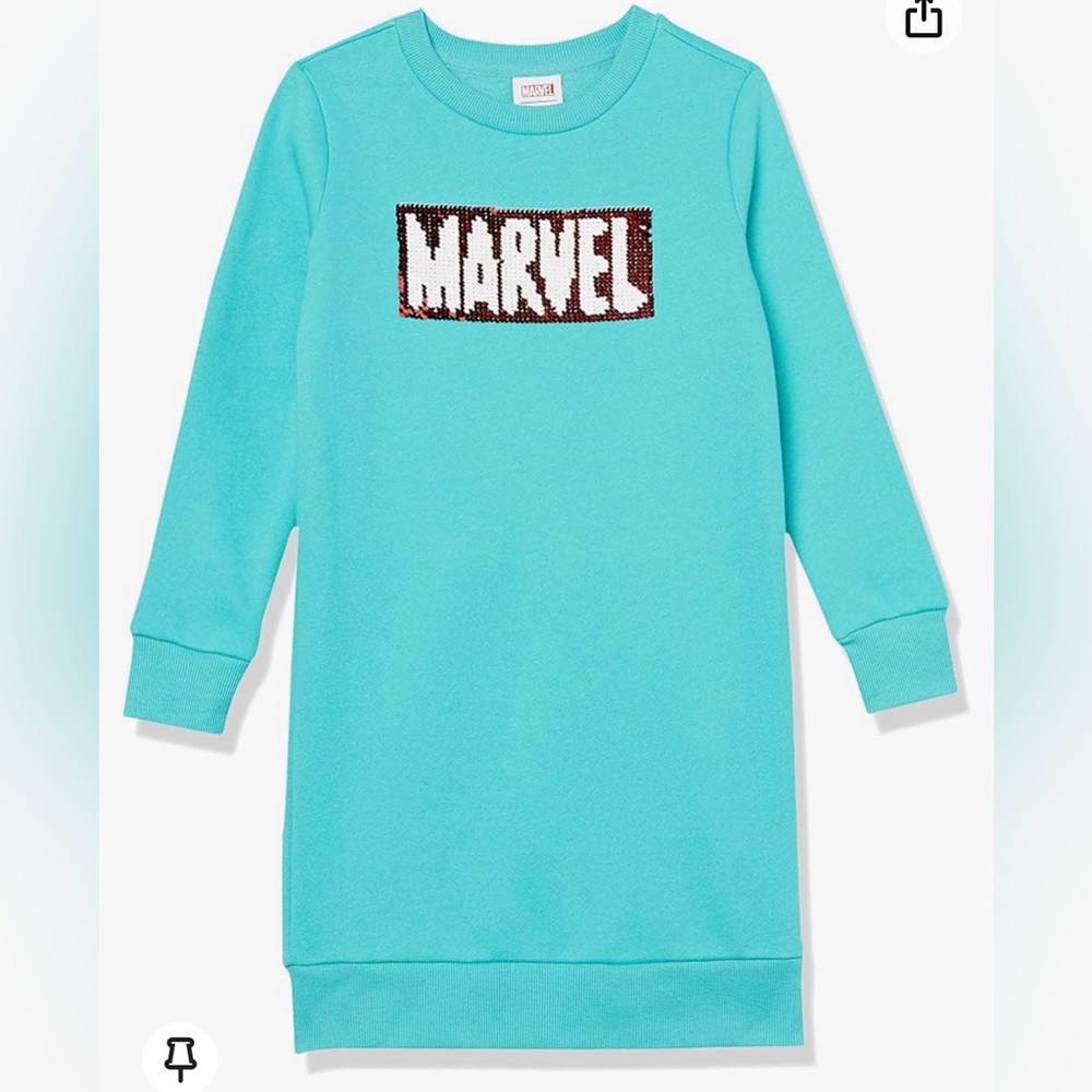 NWT Amazon Essentials | Marvel Girls' French Terry Long-Sleeve Dresses